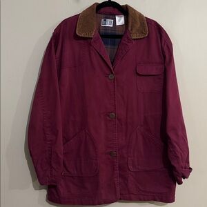 OutBrook Vintage Barn Burgundy Jacket with Brown Corduroy Collar Women's SzMed